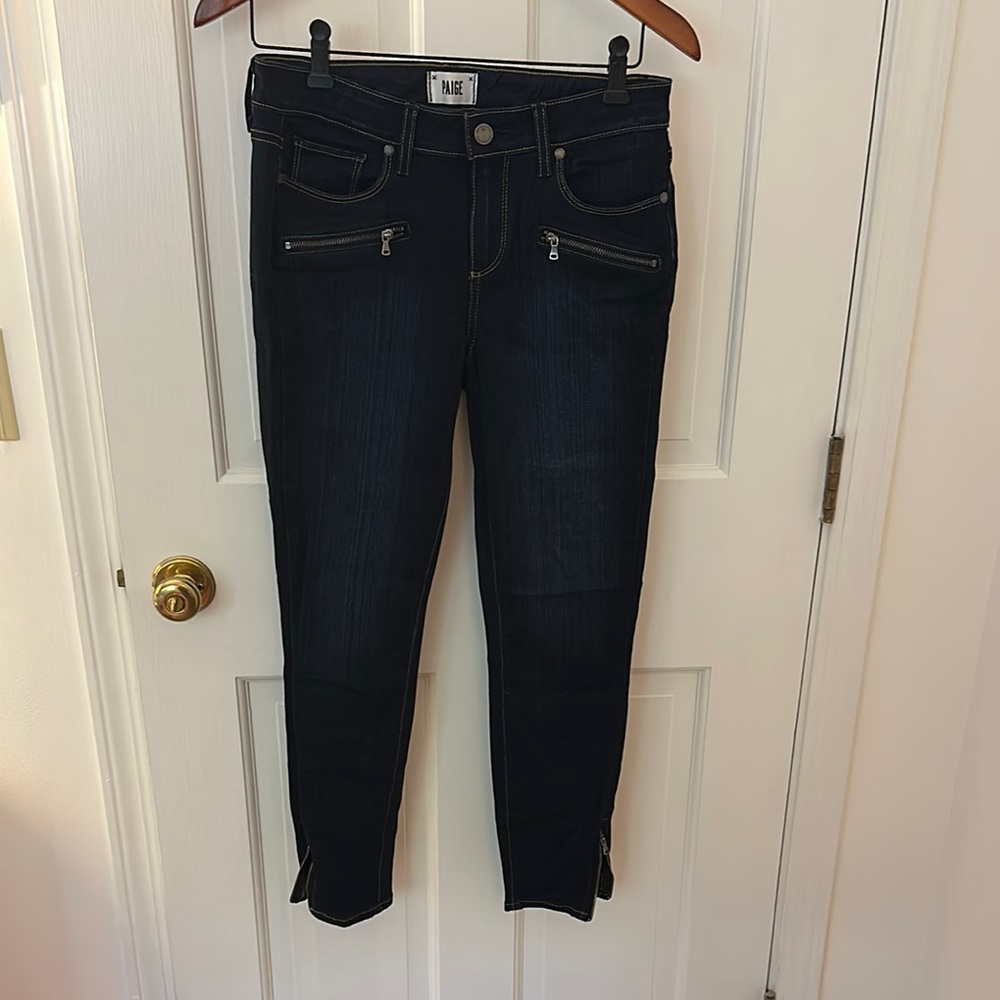 PAIGE Blue Jane Zip Crop Jeans